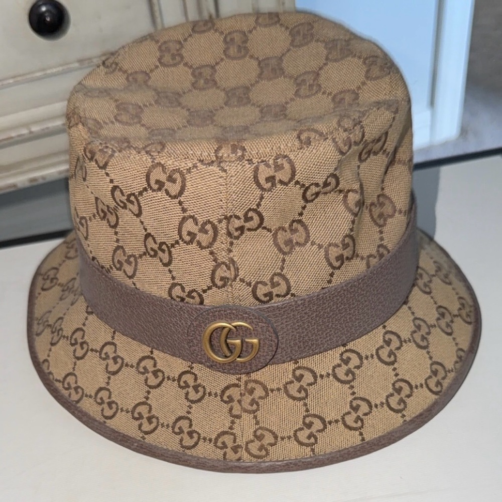 Gucci Beige Monogram Bucket Hat